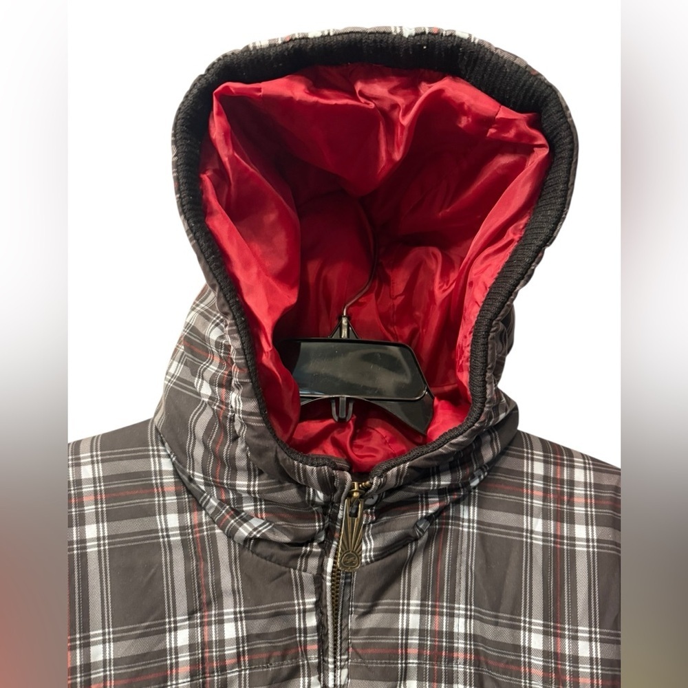 Men’s Billabong winter plaid puffer jacket with hood EUC Size Medium - Picture 7 of 13